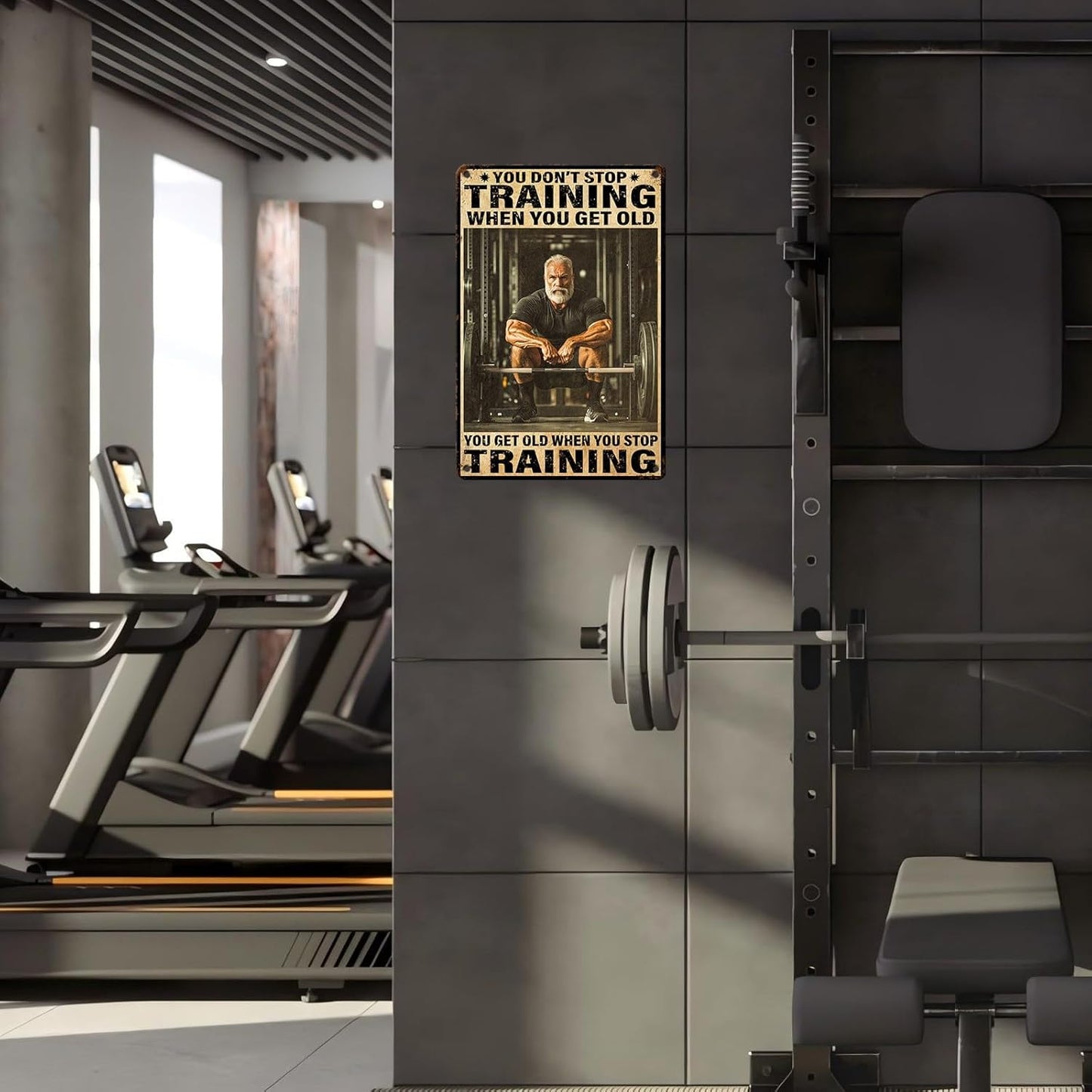 Vintage Gym Training Metal Tin Sign You Don’t Stop Training When You Get Old Wall Art Decor For Bodybuilder Funny Wall Art Home Kitchen Gym Boxing Club Fitness 12 * 8inch