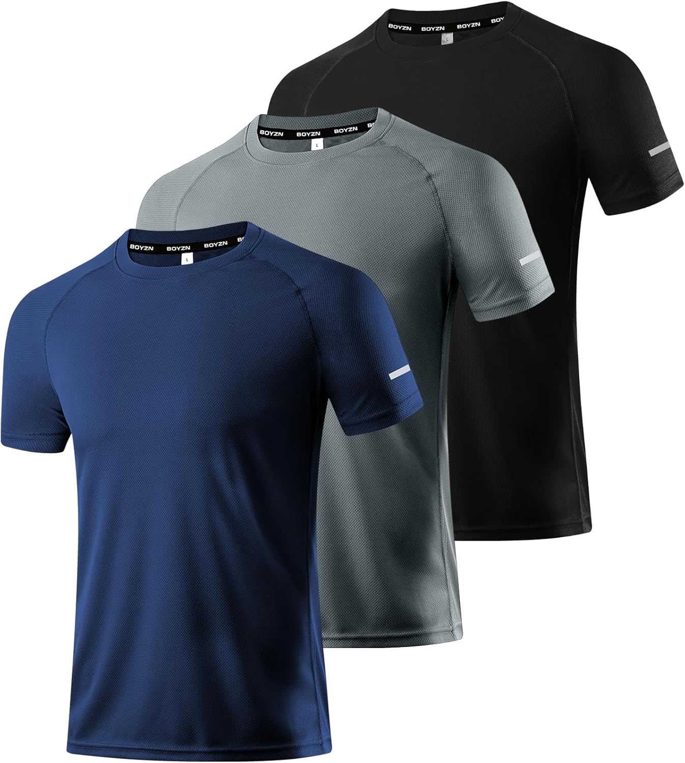 Boyzn 1, 3, 5 or 7 Pack Men's Workout Running Shirts, Dry Fit Moisture Wicking T-Shirt, Gym Athletic Short Sleeve Tee Shirts