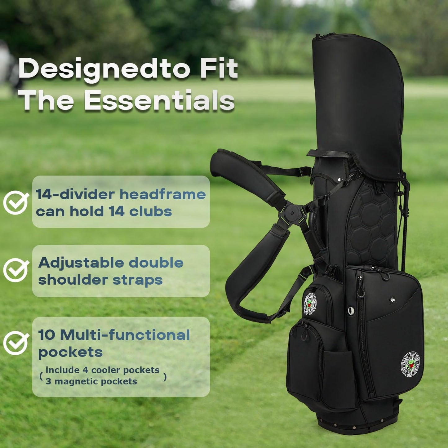 Golf Stand Bag - Lightweight Golf Bags for Men & Women, Standing Golf Bag Holds 14 Golf Clubs - 14-Way Dividers with Premium Materials & Magnetic Pocket