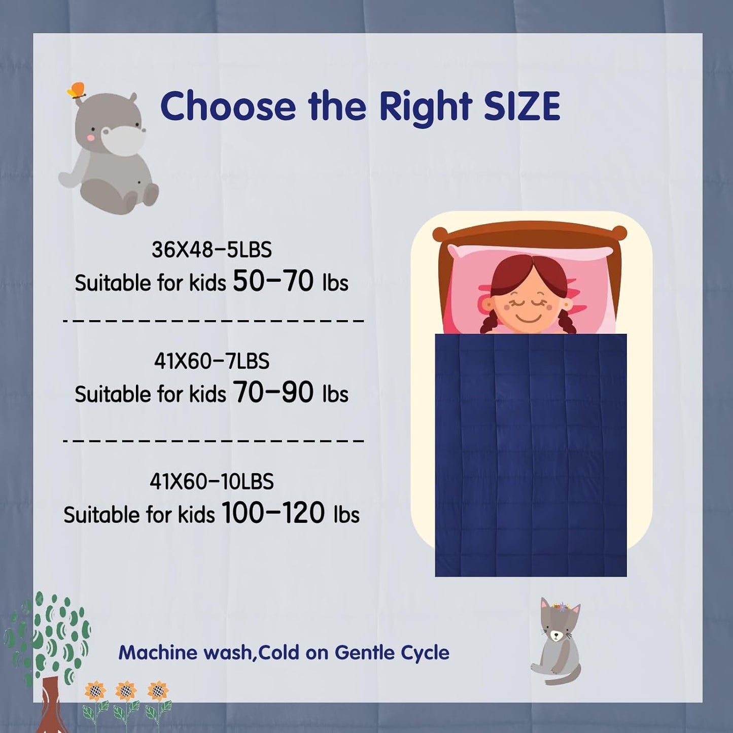 yescool Weighted Blanket (3 lbs, 36" x 48", Blue) Cooling Heavy Blanket for Sleeping Perfect for 20-40 lbs, Breathable Blanket with Premium Glass Bead, Machine Washable