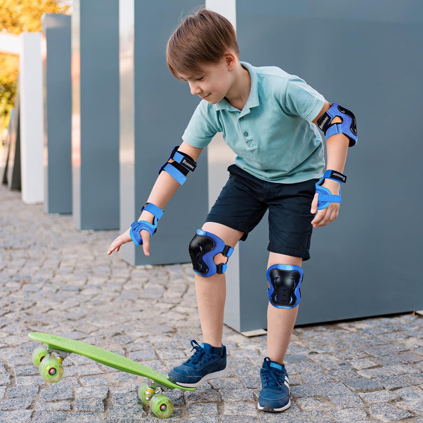 BOSONER Kids/Youth Knee Pad Elbow Pads Guards Protective Gear Set for Roller Skates Cycling BMX Bike Skateboard Inline Skatings Scooter Riding Sports