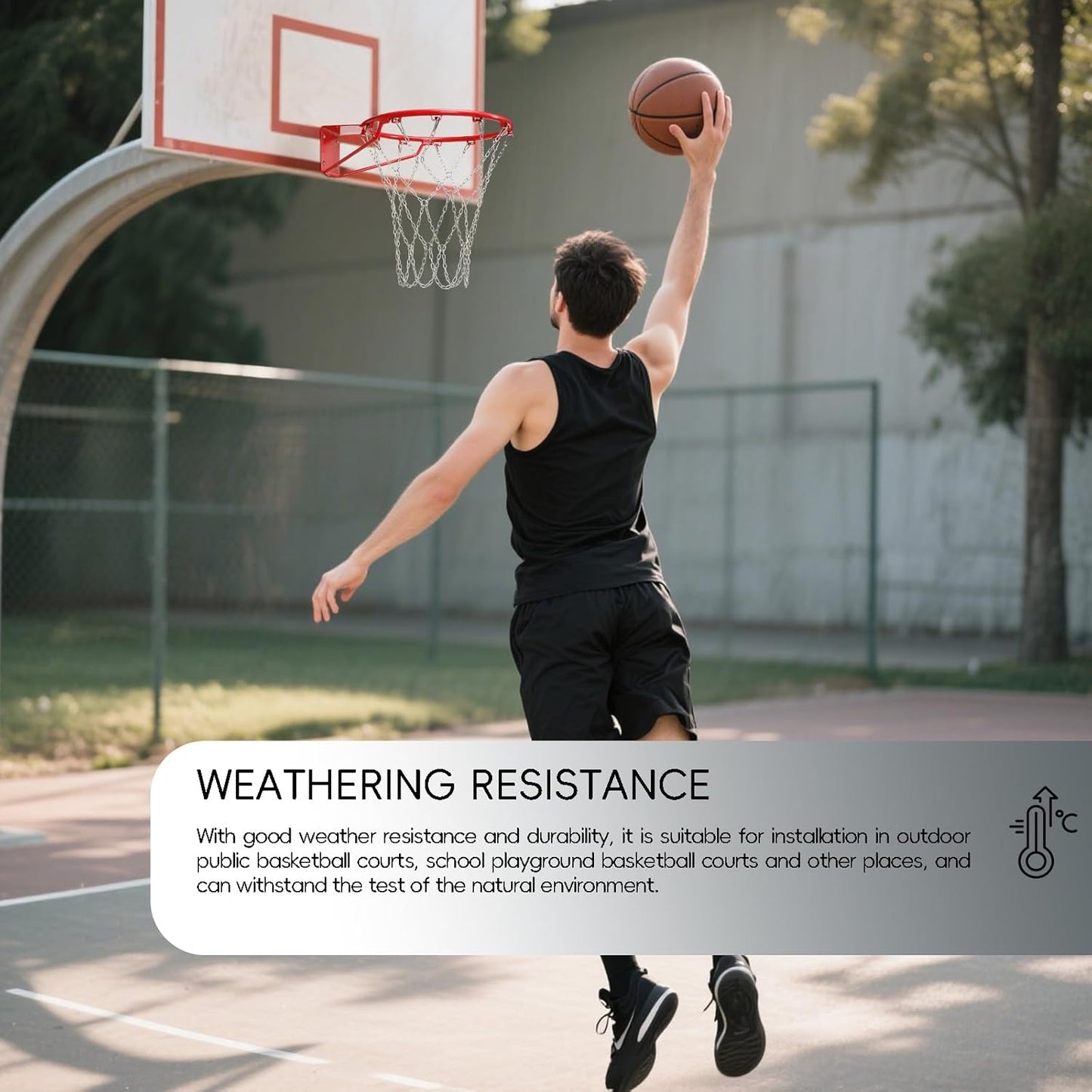 Basketball Net, Stainless Steel Braided Chain Heavy Duty, Standard Basketball Net (12 Links), Quick Installation. Suitable for Indoor and Outdoor Climates