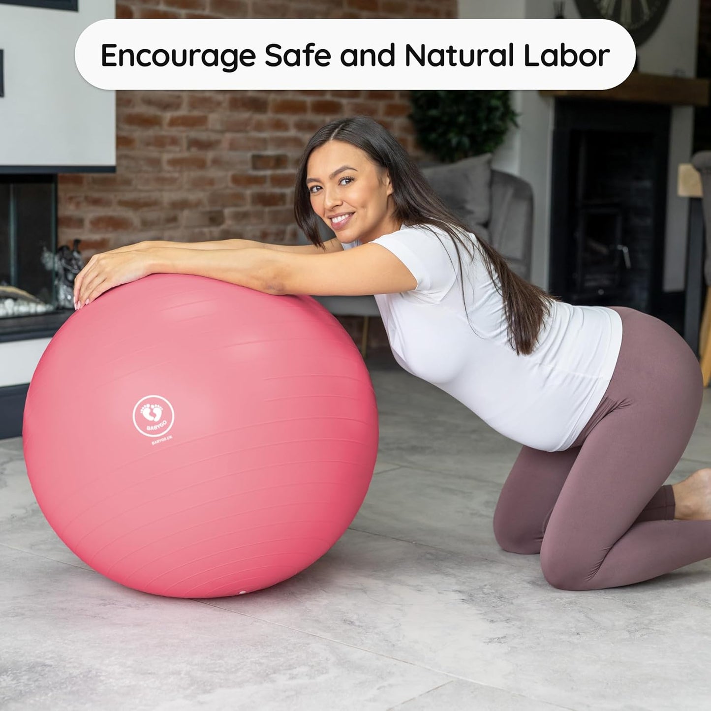 BABYGO® Birthing Ball for Pregnancy & Labor + Our Award Winning Book - Exercise, Birth & Recovery Plan, 5X Stronger Than a Yoga Ball with Eco Friendly Material