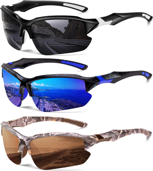 Sports Polarized Sunglasses for Men Cycling Running Fishing UV Protection Sun Glasses Lightweight Half Frame Goggles