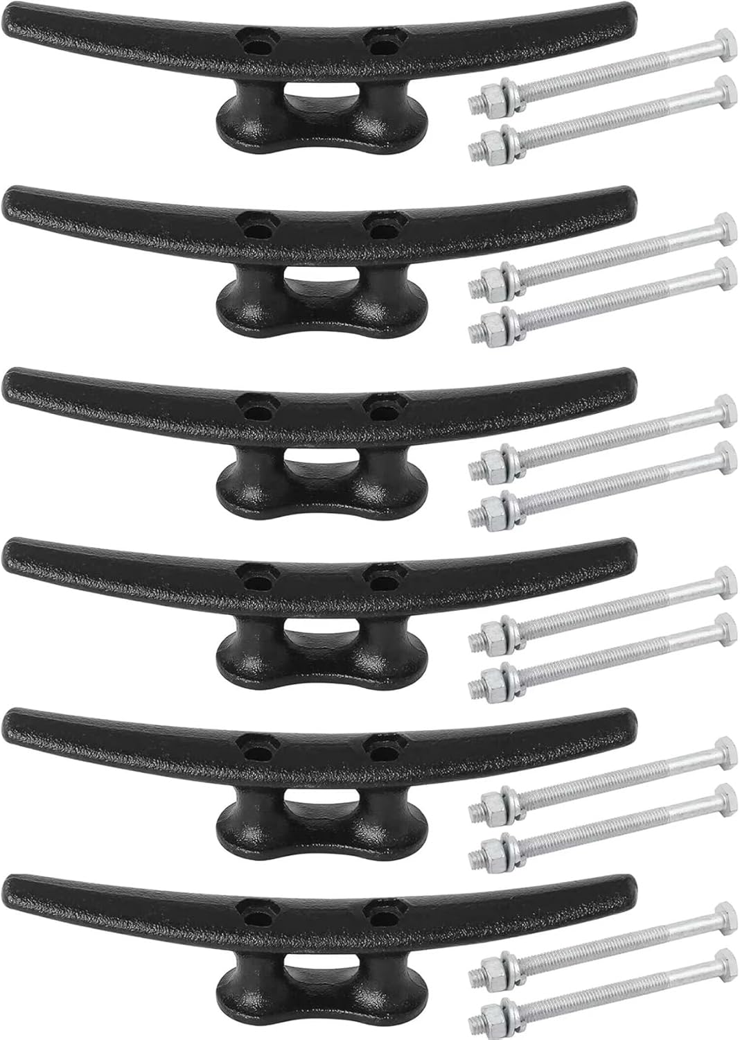 Dock Cleats 6/8/10 inch With Hardware,Electrophoretic Coated Black Boat Cleat Dock Boat Cleats,Rope Cleat Boat Dock Cleats Ideal for Boat Docks, Decks, Piers for Tying up Boats (2,4,6,8,12 Pack)