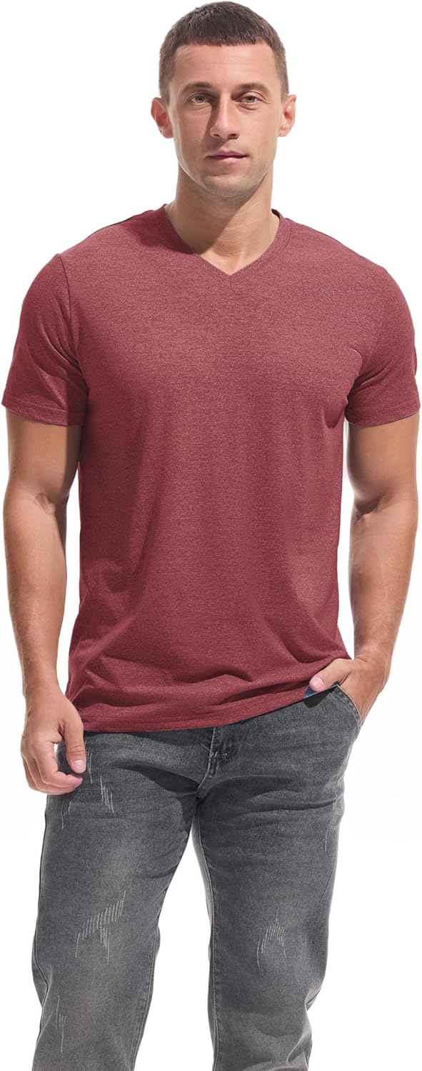 VEIISAR Premium V Neck T Shirts for Men - Modern Fitted Tees Vneck Undershirts