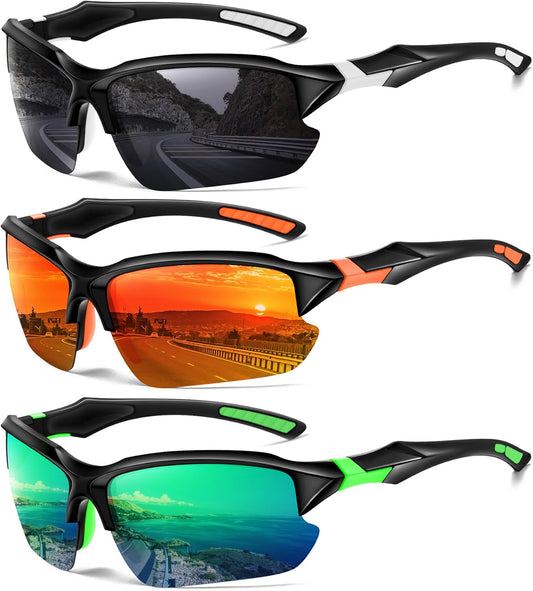 Sports Polarized Sunglasses for Men Cycling Running Fishing UV Protection Sun Glasses Lightweight Half Frame Goggles