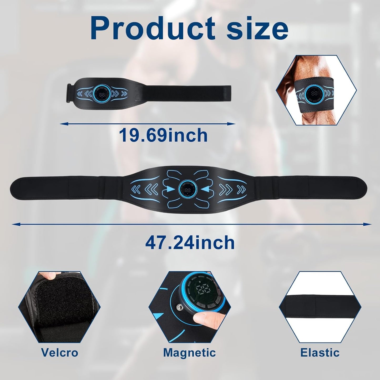 Electronic Muscle Stimulator - Fitness Training Equipment for Men & Women, 8 Modes Electronic Abdominal Stimulator for Full Body Workout, Fitness Equipment for Strength Training, Toning, Recovery