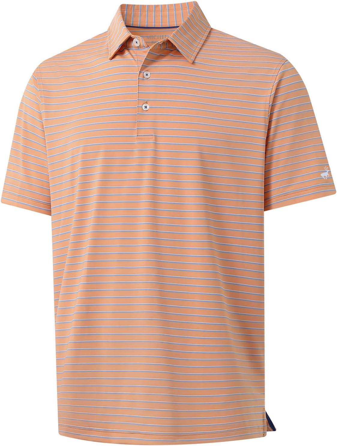 Rouen Mens Polo Shirts Short Sleeve Dry Fit Performance Moisture Wicking Causal Striped Polo Collared Golf Shirts for Men