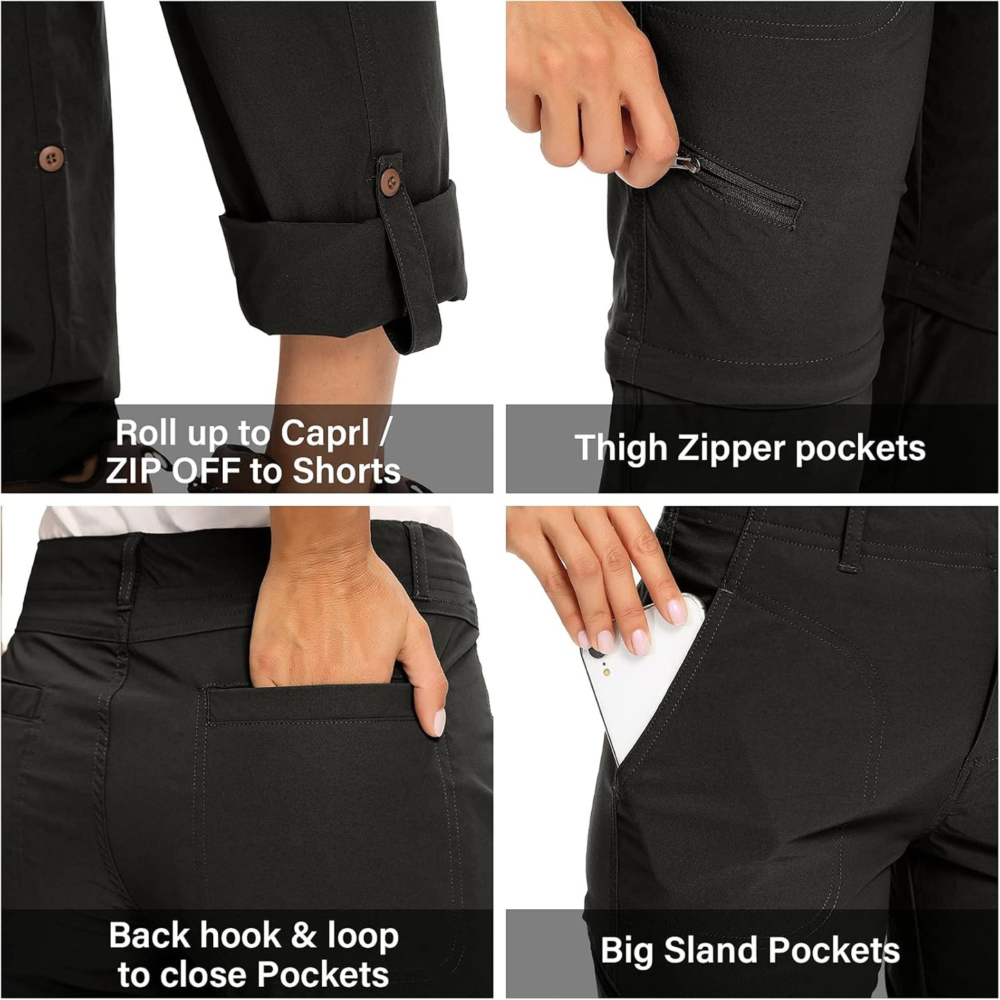 Women's Hiking Pants Convertible Zip Off Lightweight Quick Dry Outdoor Travel Camping Safari fising Pants