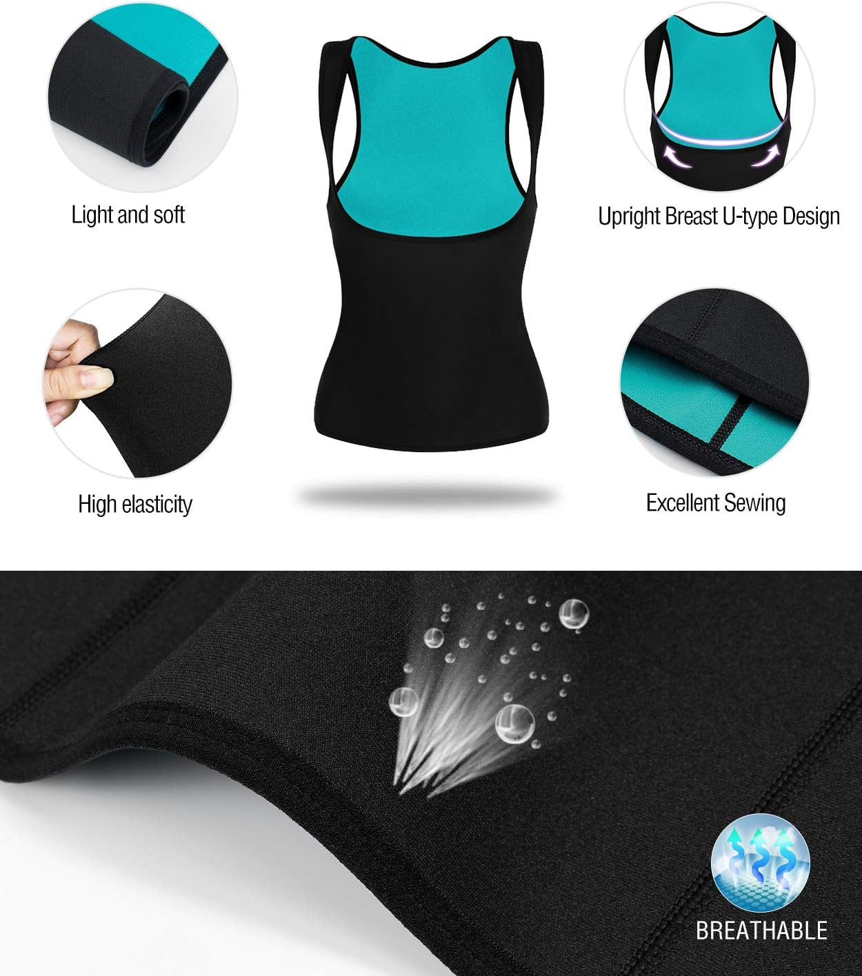 NonEcho Women Neoprene Sweat Vest for Women Sauna Suit Hot Sweat Waist Trainer Vest Slimming Body Shaper