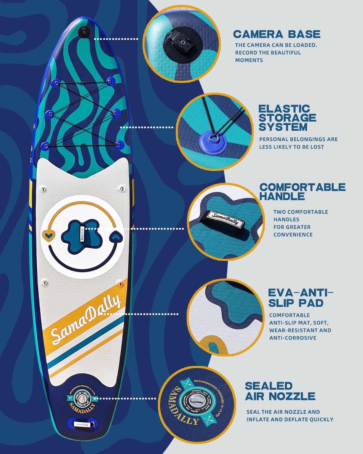 11'Stand Up Paddle Boards Surf Control with Premium SUP Board Accessories Backpack & Removable Fins, 34" Wide Inflatable Paddle Boards of All Skill Levels