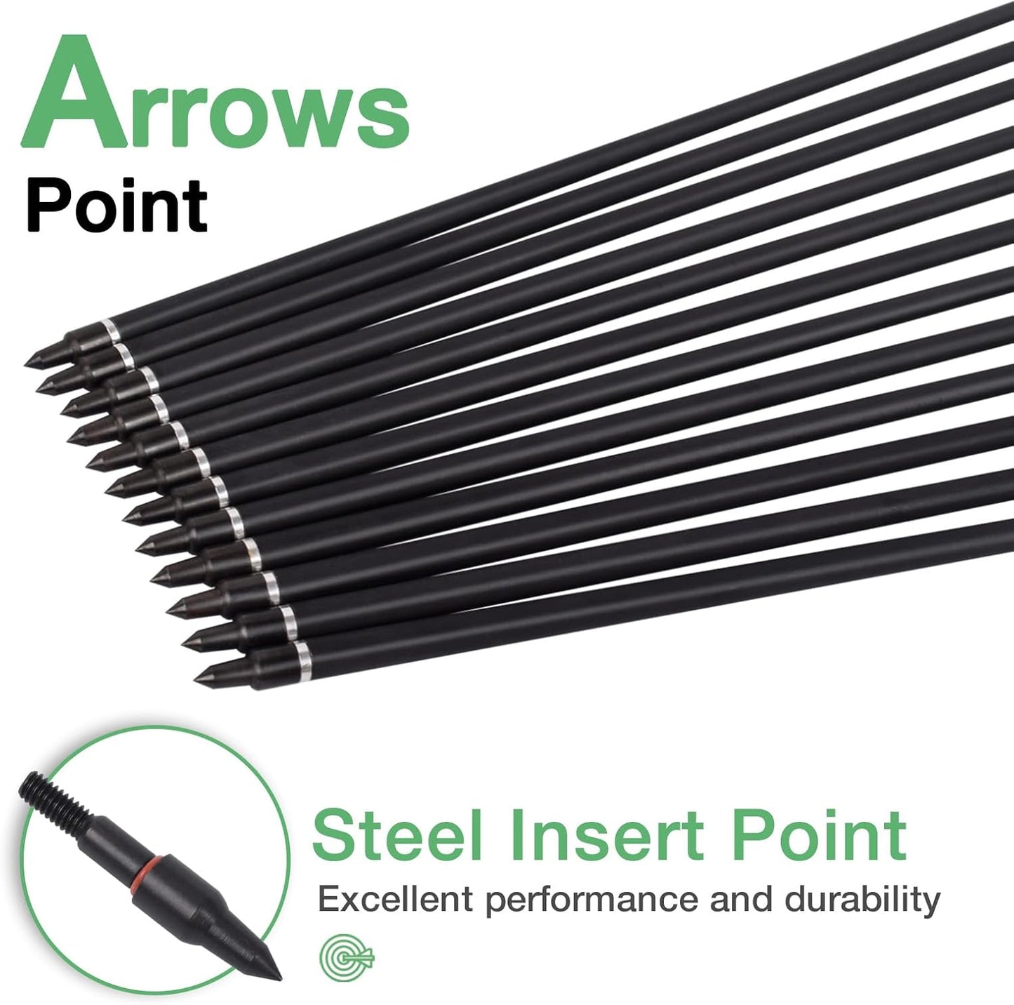 YLS 500 Spine Arrows 30 Inch Carbon Arrows 4" Turkey Feather Archery Target Practice Hunting Arrows with for Recurve Bow Long Bow