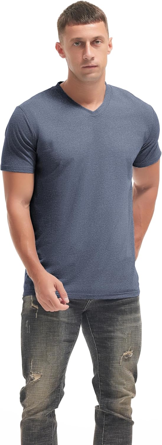 VEIISAR Premium V Neck T Shirts for Men - Modern Fitted Tees Vneck Undershirts
