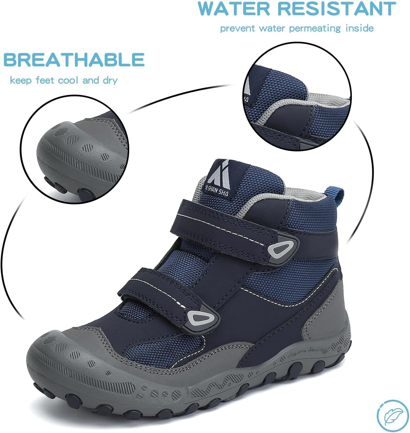 Mishansha Kids Water Resistant Hiking Boots, Boys Girls Anti Collision Anti-Skid Athletic Outdoor Adventure Trekking Shoes