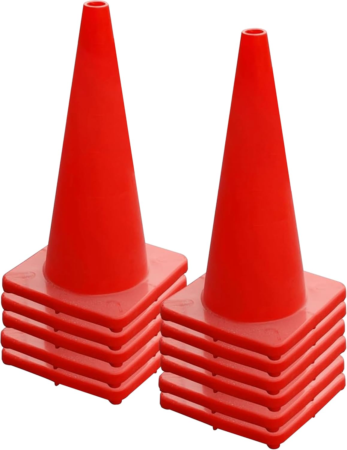 6, 9, 12, 18, 28 Inch Sports Training Traffic Cones - Durable Orange Cones for Soccer, Football, Basketball, Agility Drills, Parking, Safety, Road Use (Set of 12)