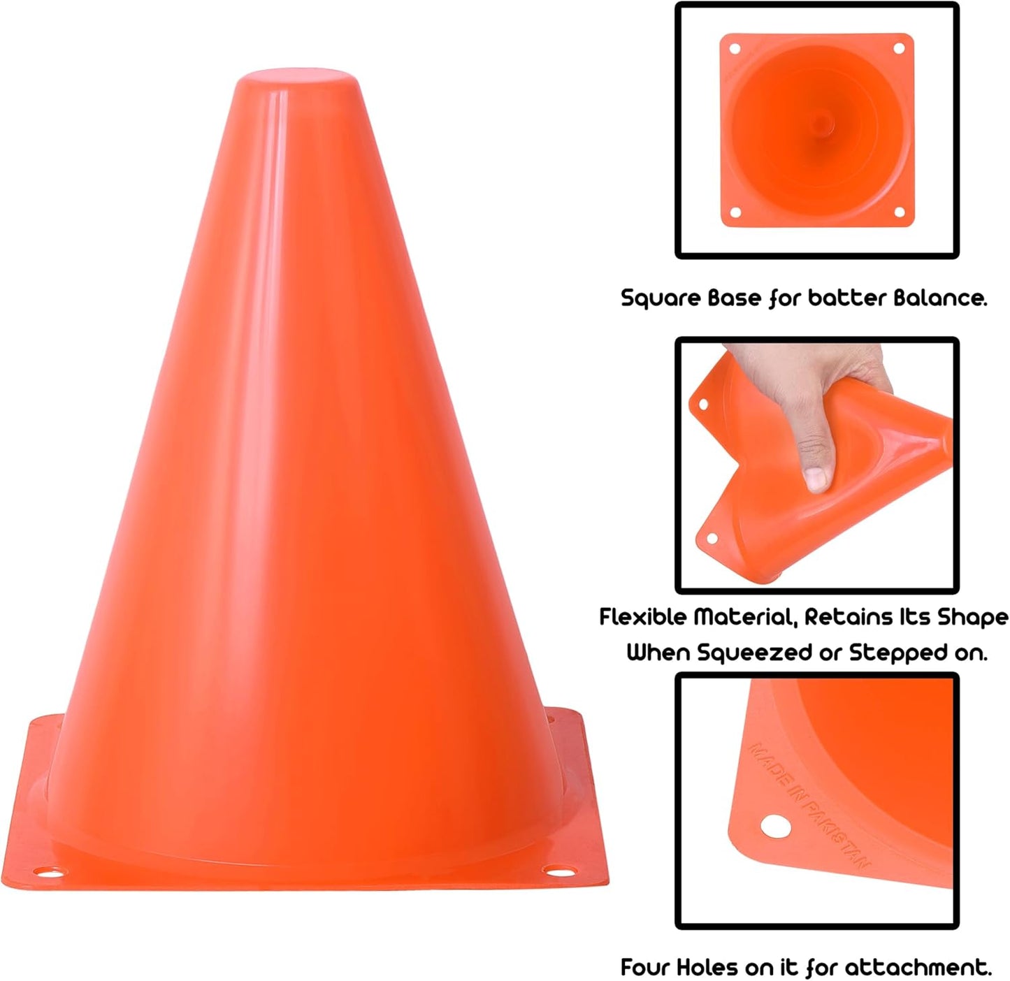 Cones for Sports Training, 7 Inches Tall & Visible, Durable and Easy to Handle Sports Cones, Ideal for All Kinds of Training Cones Activities and Field Practice Sport
