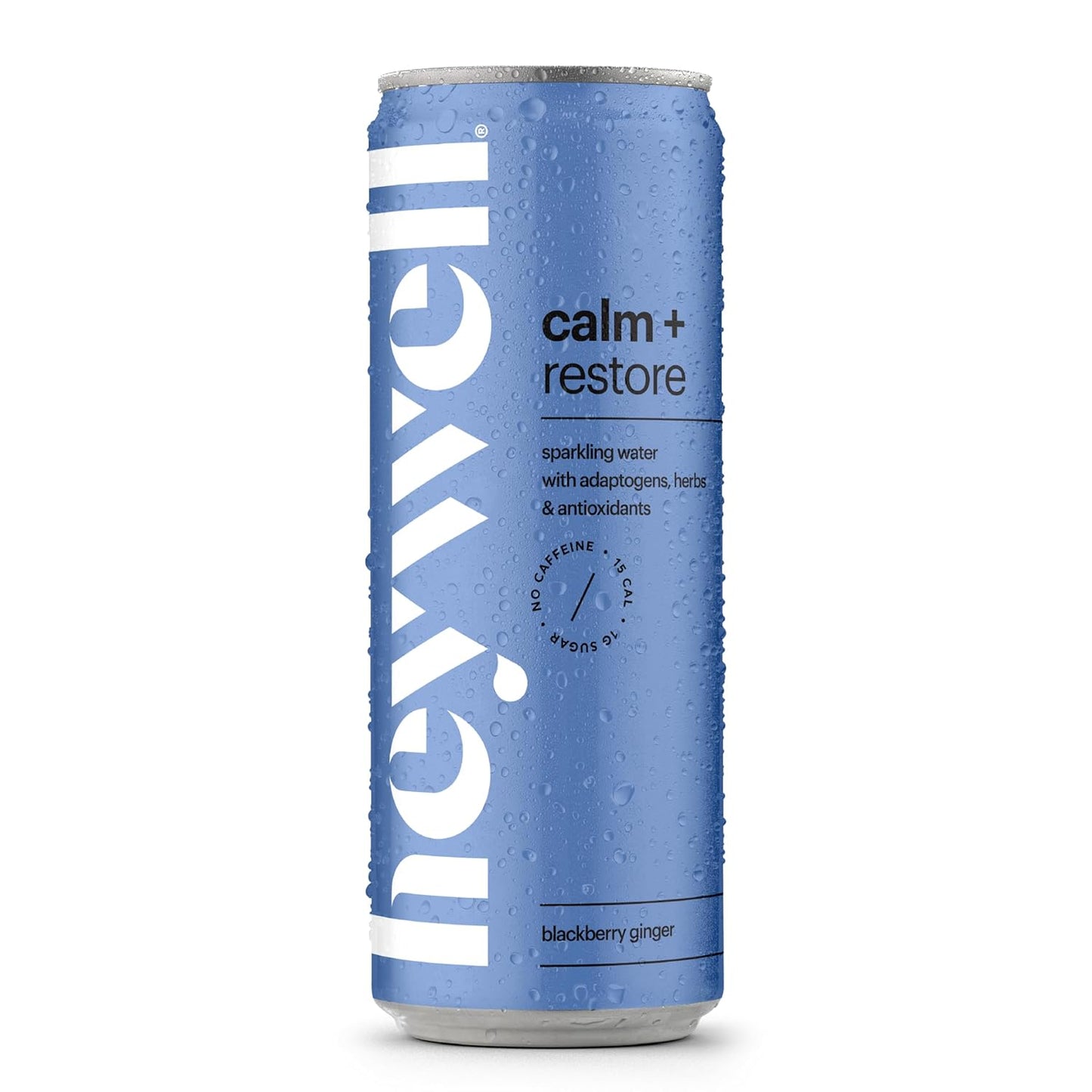 Heywell Sparkling Adaptogenic Water Calm and Restore, Blackberry Ginger Flavor 12 Fluid Ounce (Pack of 12) - Non Caffeinated, Organic, Non GMO, Vegan, Gluten Free, Dairy Free