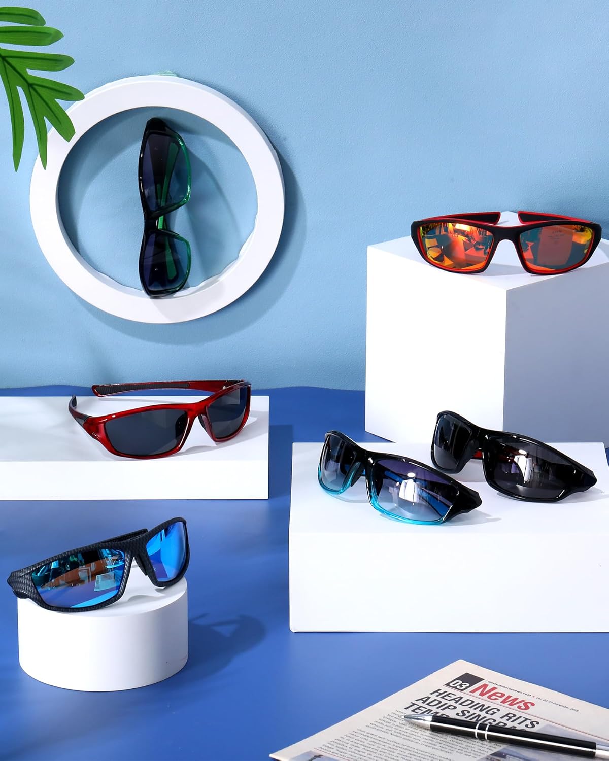 Frienda 6 Pack Polarized Sport Sunglasses for Men Multipack Fit over Glasses Pack Lot Set Men's Sport Fishing Eyeglasses