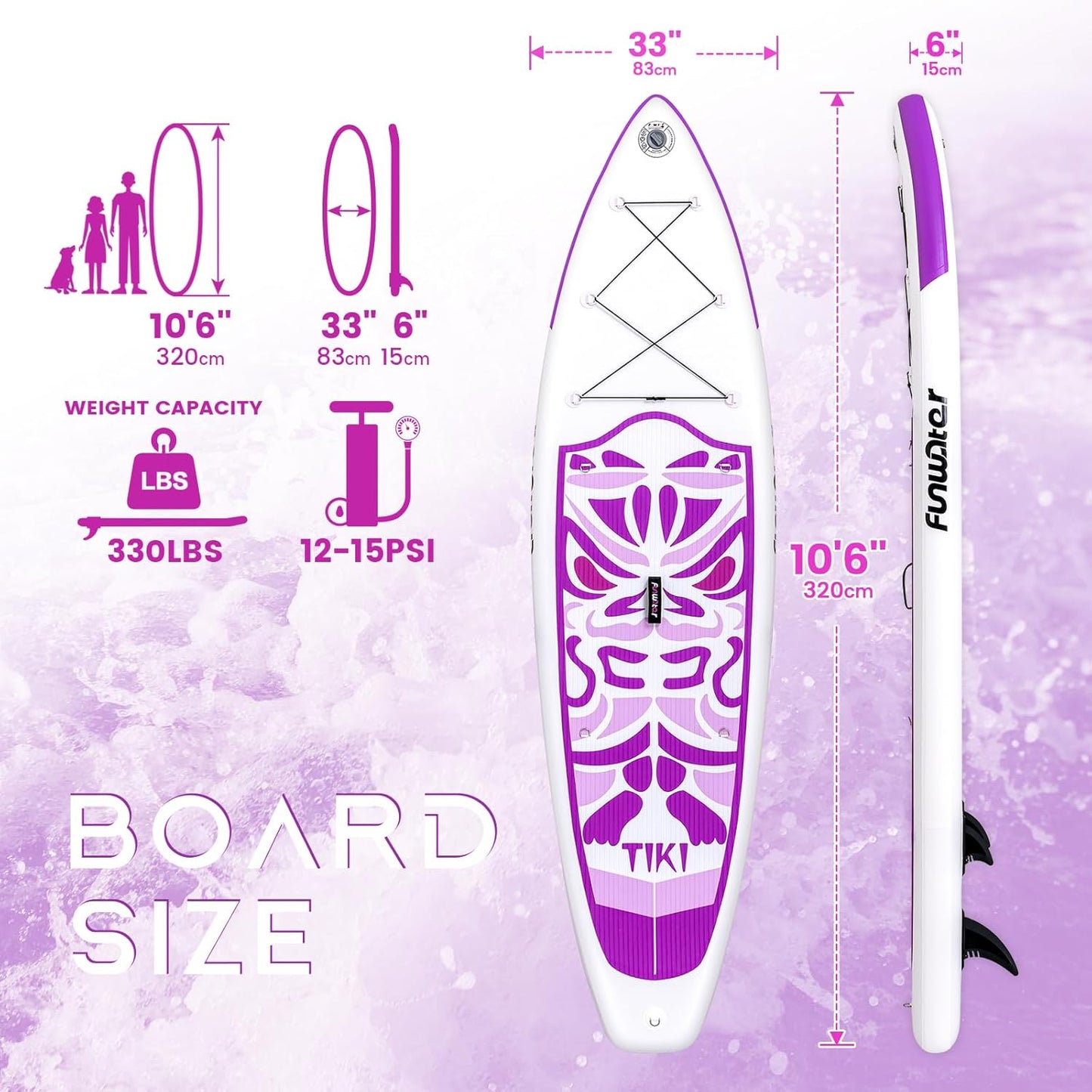 FunWater Inflatable Ultra-Light Stand Up Paddle Board for All Skill Levels with Premium SUP Paddleboard Accessories,Non-Slip Comfort Deck for Youth & Adults