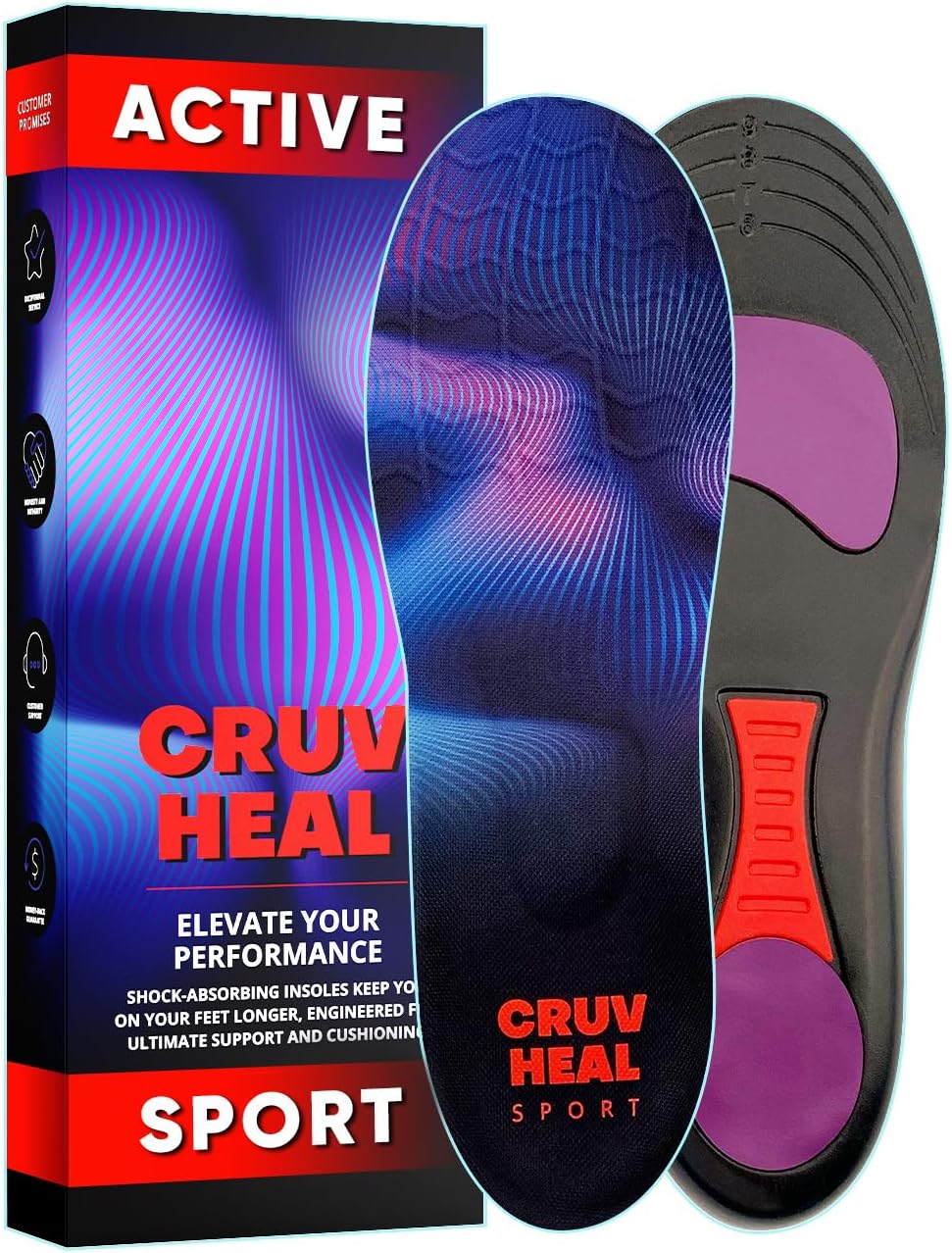 Sport Shock Absorbing Insoles - Athletic Shoe Cushioning Inserts for Men and Women - Ideal for Active Sports Running Training Hiking - Neutral Arch Good for Sneakers Shoes (M, Indigo)