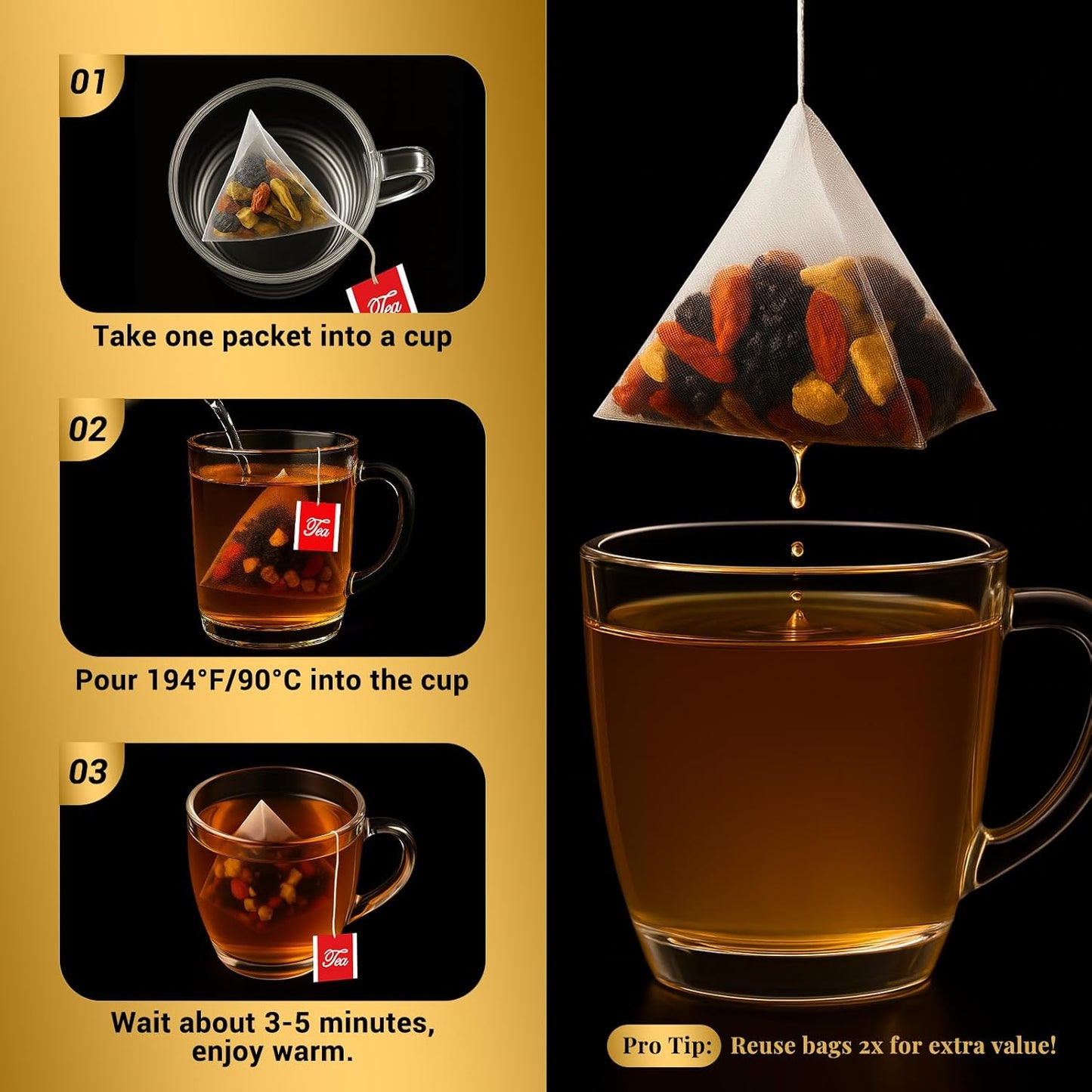 Ginseng Six Treasure Tea - Traditional Kidney Tea for Men & Women, Natural Herbal Formula Bags with 6 Precious Ingredients, Gift for Spouses, Wellness Seekers, Fitness Lovers(1 Pack/25 Bags)