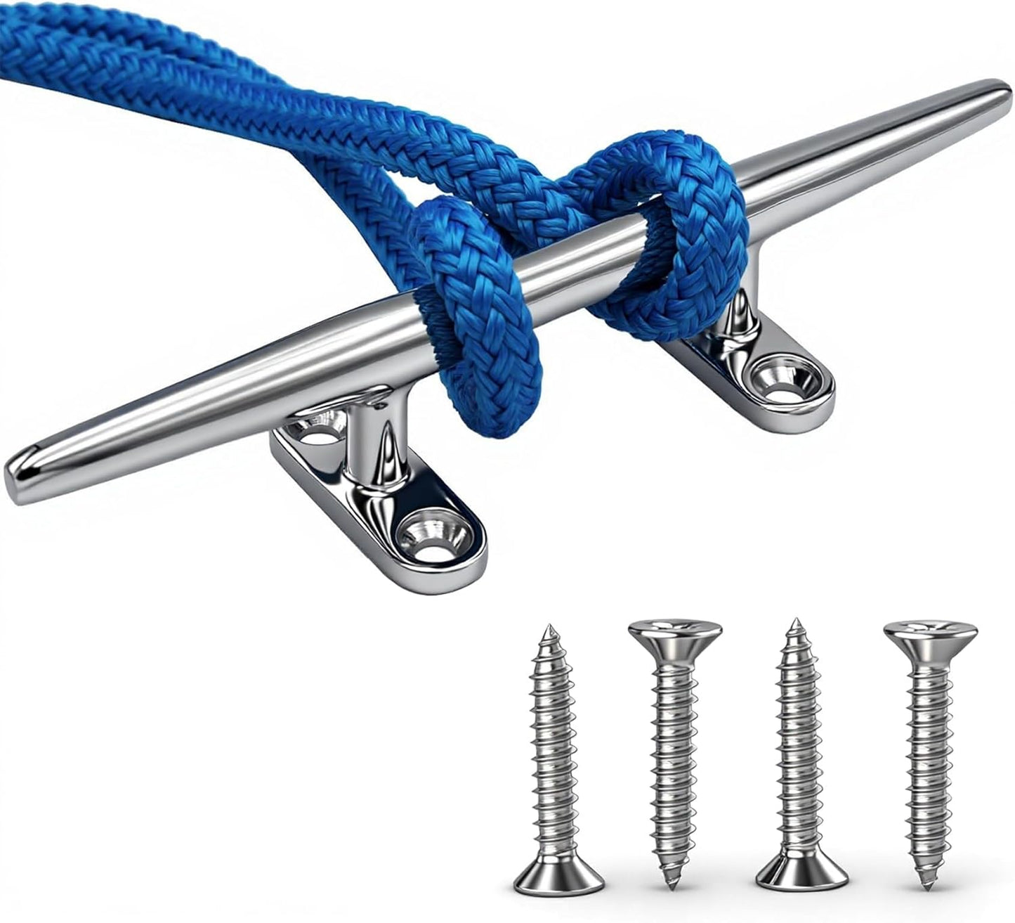 8/10/12/15 inch Dock Cleats - 316 Stainless Steel Boat Cleats Boat Dock Cleats,Open Base Dock Cleat with Fasteners,Marine Cleat Rope Cleat Boat Cleat for Boat/Deck/Nautical Decor(1,2,4,6 Pack)