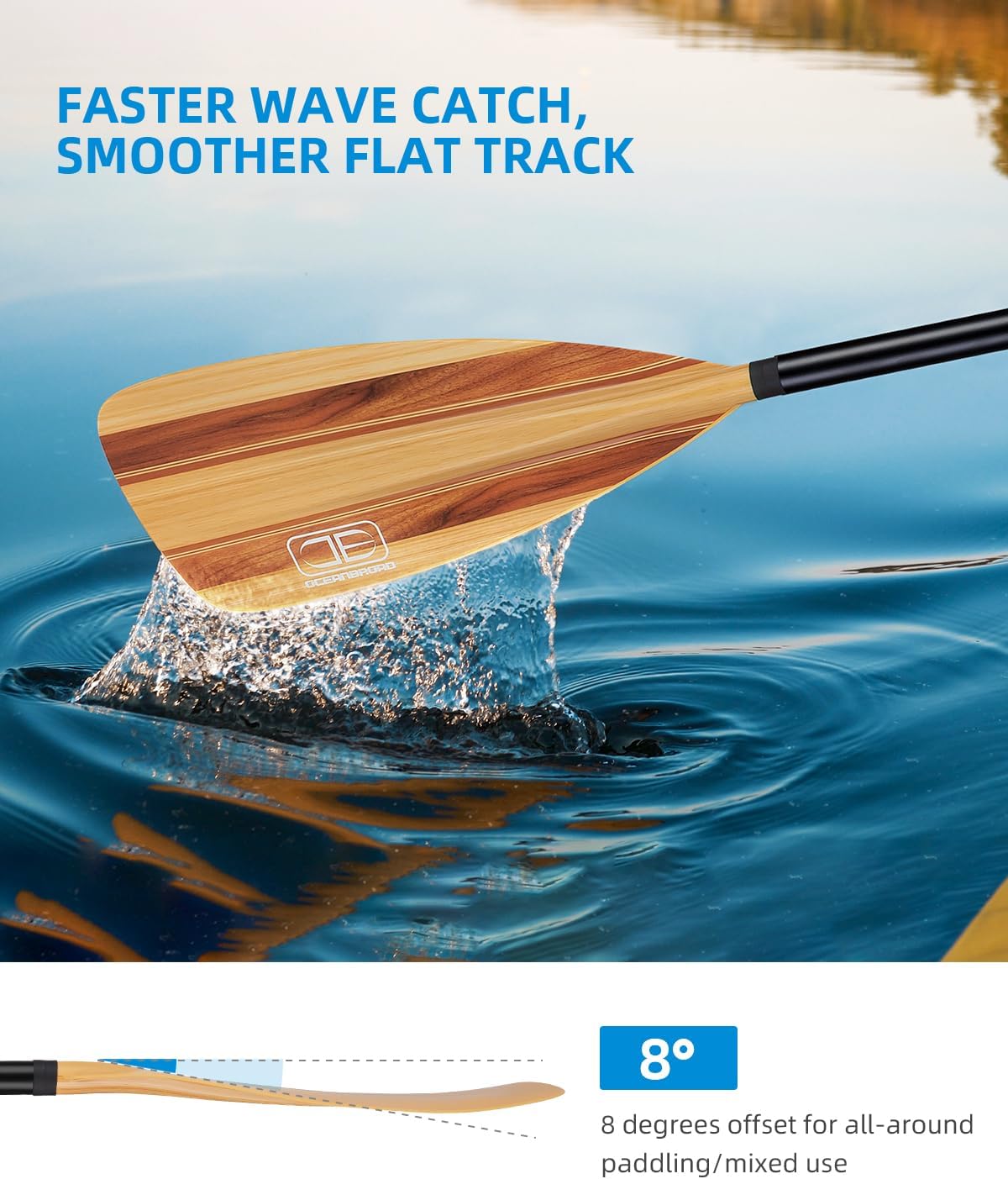 OCEANBROAD SUP Paddle - Adjustable Stand-Up Paddle for Paddleboard Kayak, Adjustable Aluminum Alloy Shaft with Reinforced Nylon Blades