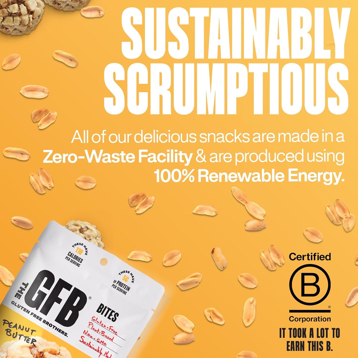 The Gluten Free Brothers Peanut Butter Bites - Gluten Free Protein Balls – Non GMO, Soy Free, Vegan – Snack Size Plant Based Protein Energy Balls, 4 oz (6 Count)