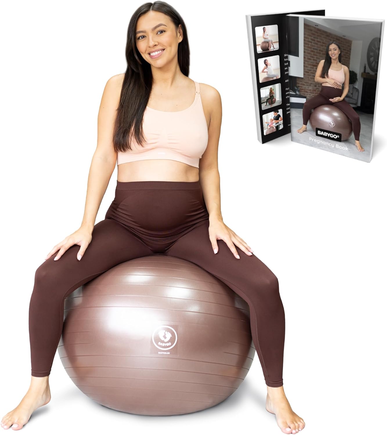 BABYGO® Birthing Ball for Pregnancy & Labor + Our Award Winning Book - Exercise, Birth & Recovery Plan, 5X Stronger Than a Yoga Ball with Eco Friendly Material
