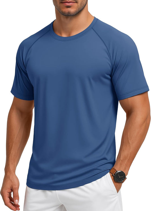 MAGCOMSEN Men's Short Sleeve UPF 50+ Sun Protection Shirts Quick Dry Athletic T-Shirt Hiking Running Swimming Rash Guard