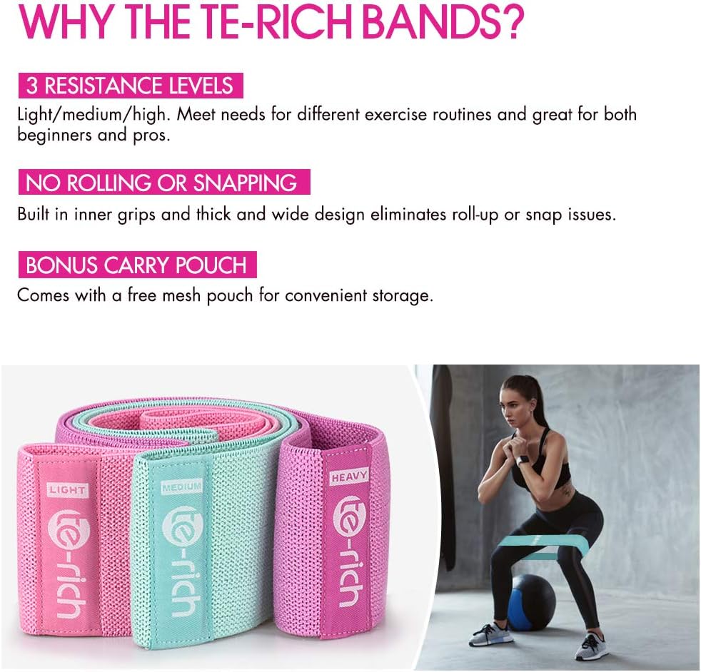 Resistance Bands, Fabric Workout Bands for Women & Men, Cloth Booty Resistance Loop Bands, Thick Squat Bands for Butt/Legs/Thigh/Hip/Glute Excersing