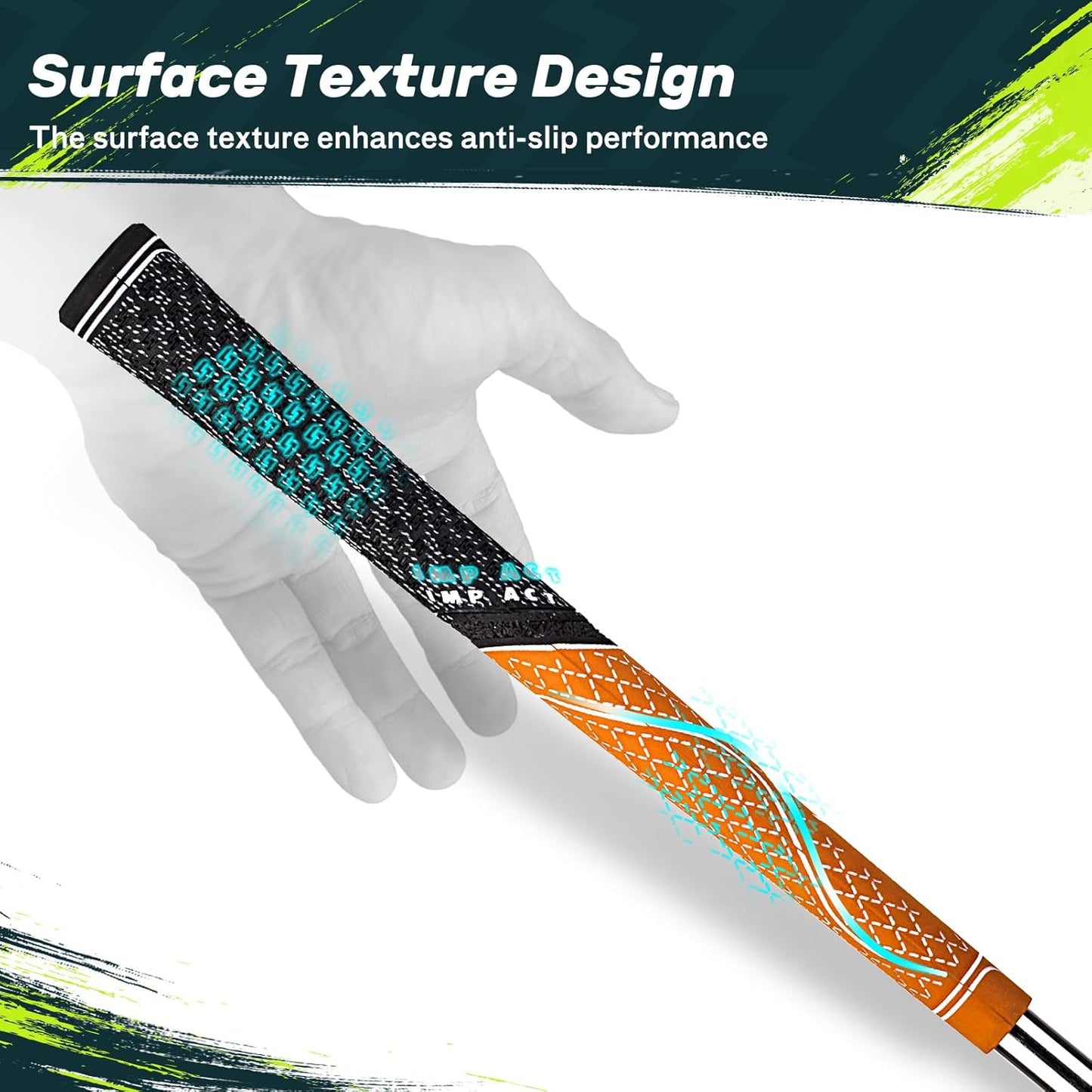 SAPLIZE Hybrid Golf Grips (CL07) - Set of 13, Innovative Design, Cross Corded Rubber Technology, Options of 8 Colors, Standard/Midsize, Basic/Deluxe Kit for Choice, Multicompound Golf Club Grips