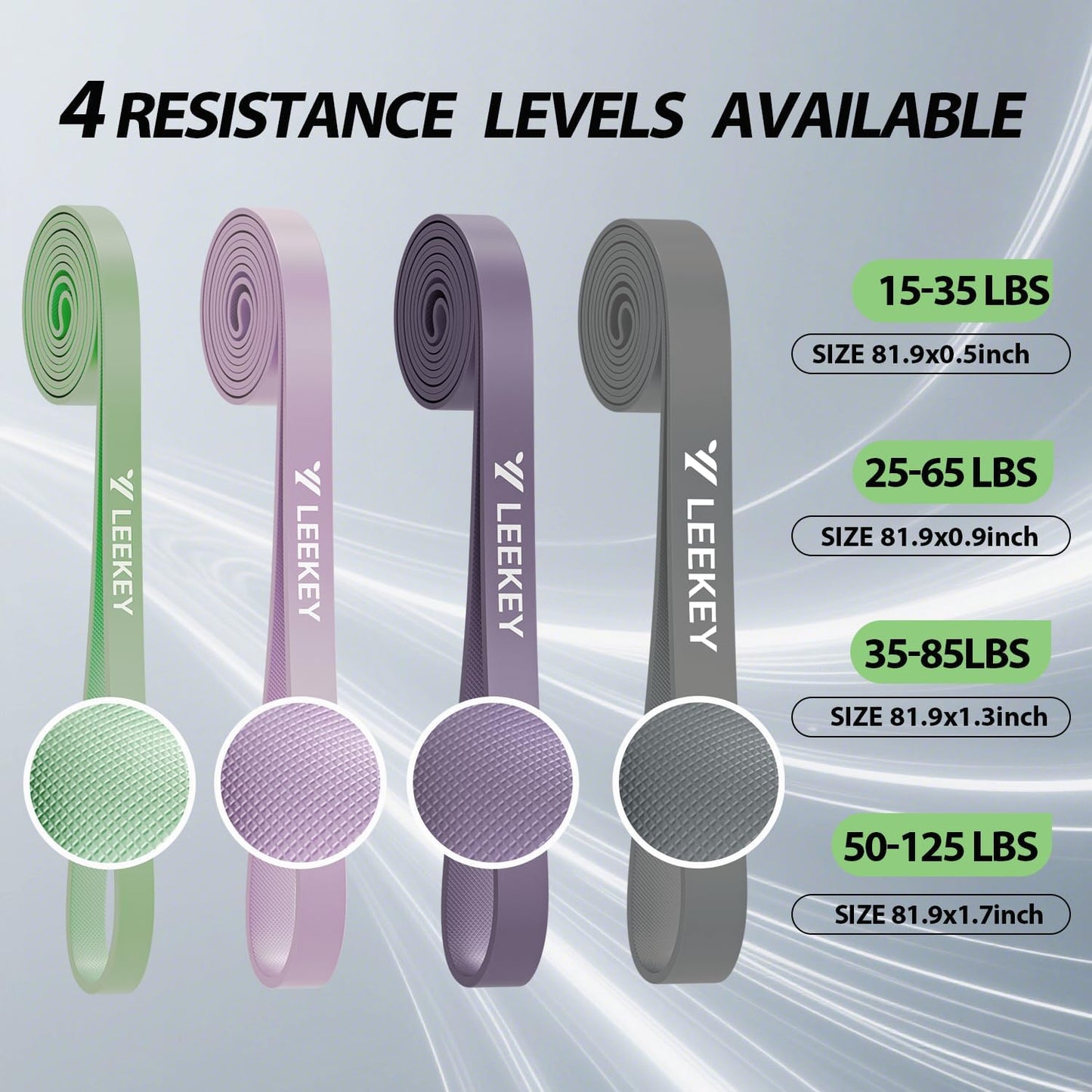 LEEKEY Resistance Bands Set for Pull-Up Assistance & Full-Body Training, Multi-Level Exercise Bands with Bag for Home Workouts, Physical Therapy, Strength Training (Men/Women)