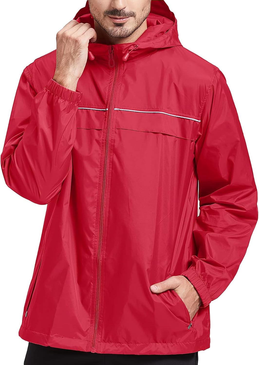 SWISSWELL Rain Jacket Men Waterproof Windbreaker, Lightweight Hooded Raincoat for Daily Casual
