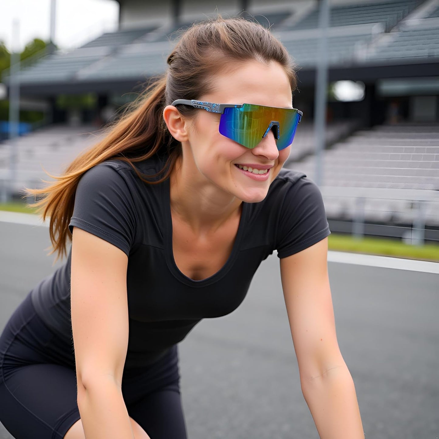 MALIDAK Sports Sunglasses for Mens Women Youth Baseball Sunglasses UV400 Protection Men Cycling Glasses