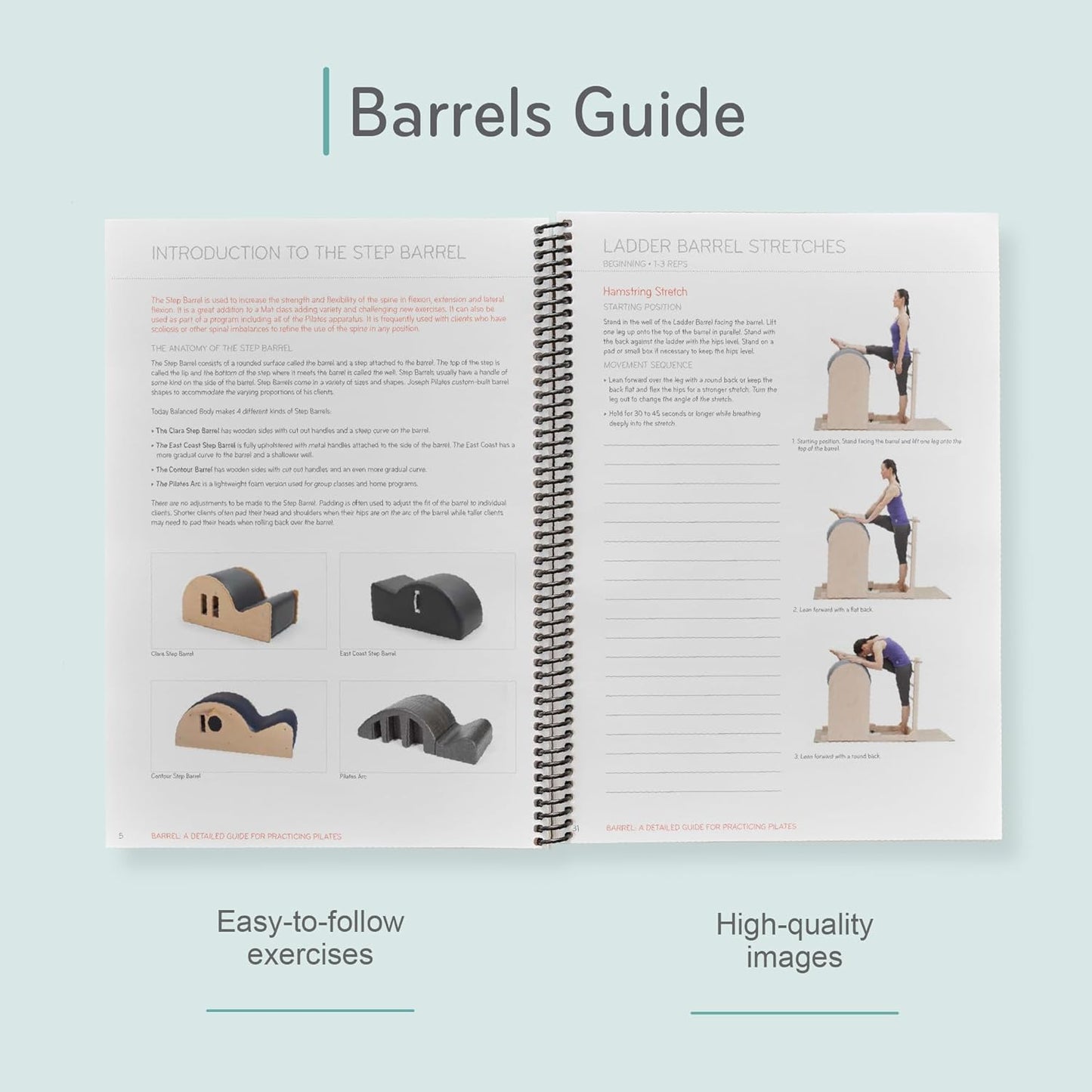 Balanced Body Barrels Guide, Pilates Barrels Guide for Workout Equipment, for Home Gym or Studio Use