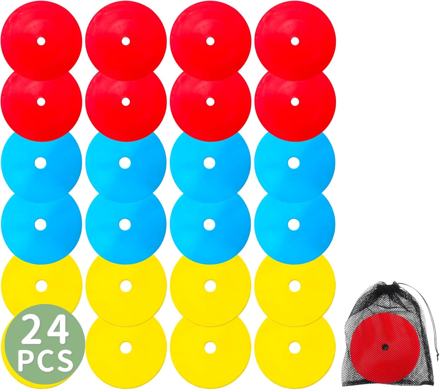 LEZER 6 Inch 8 Inch Flat Cones, Spot Markers, Soccer Cones, Field Court Markers, Sit Spots, Flat Discs, Soccer Training Equipment, Agility Practice, Football, Made in Taiwan