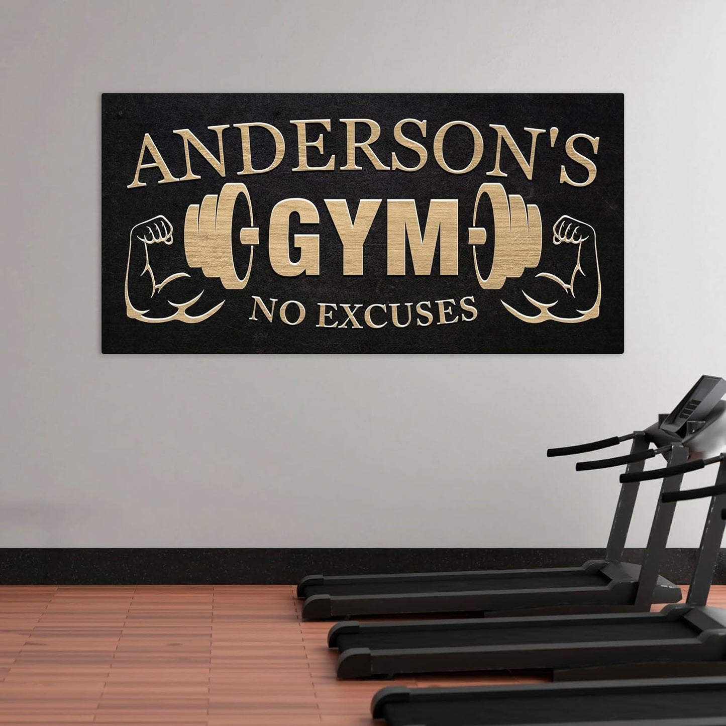 AWESOMETIK GYM Custom Sign Personalized Canvas Wall Decor with Custom Family Name Vintage, Custom Vintage GYM Room Decor, Entertainment Hall Living Room Lounge