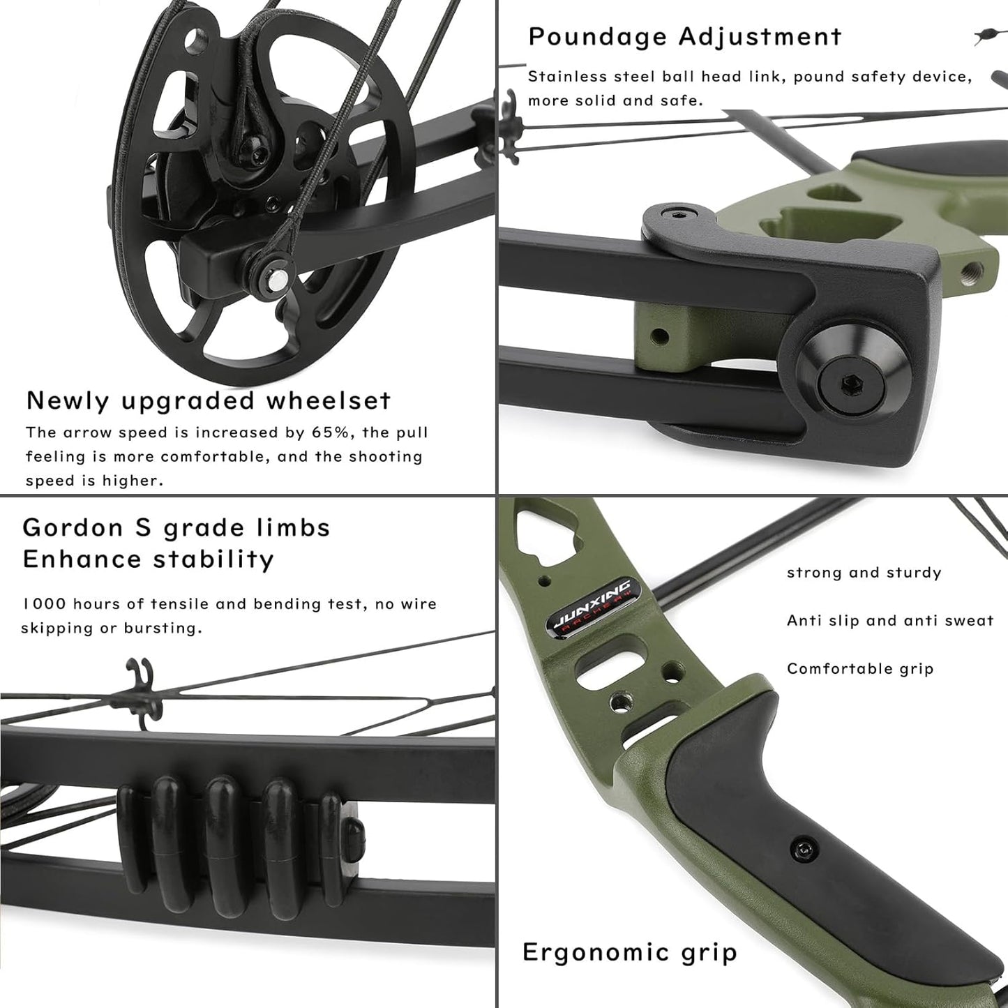 Compound Bow and Arrow Set, Hunting & Targeting, Limb Made in USA,Draw Weight 30-55lbs Adjustable,Draw Length 24-29.5", Right/Left Handed for Adult/Beginner