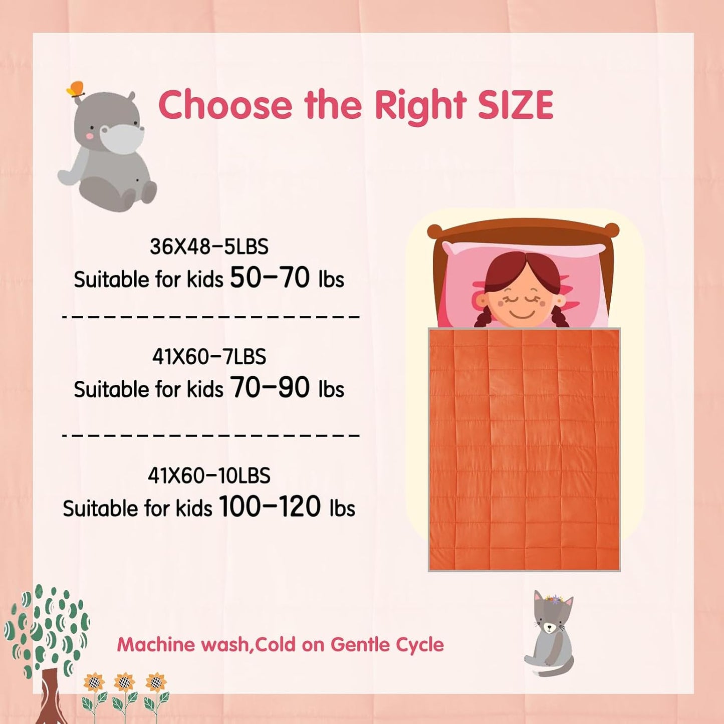 yescool Weighted Blanket (7 lbs, 41" x 60", Orange) Cooling Heavy Blanket for Sleeping Perfect for 60-90 lbs, Breathable Blanket with Premium Glass Bead, Machine Washable