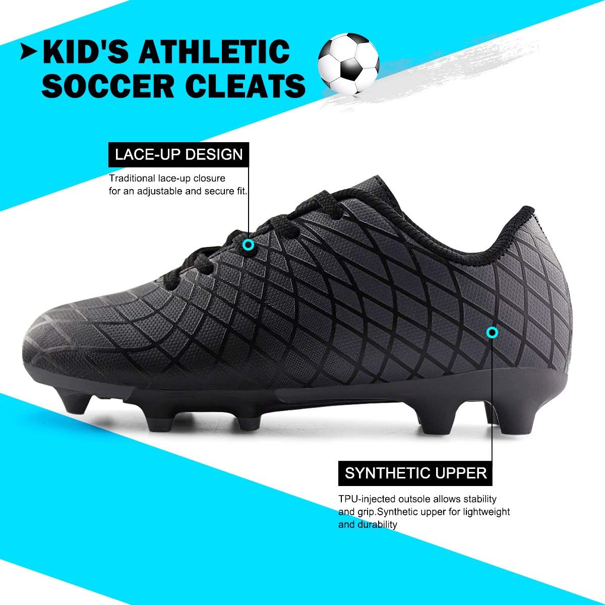 JABASIC Kids Outdoor Soccer Cleats Athletic Firm Ground Football Shoes