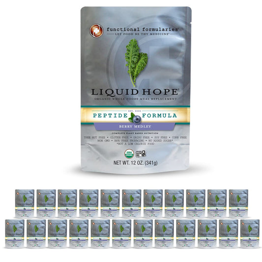 Functional Formularies Liquid Hope Peptide Berry Medley, Organic Tube Feeding Formula And Nutritional Meal Replacement Supplement, 12 Fl. Oz. Pouch, Pack of 24, Total: 288.0 Fl Oz