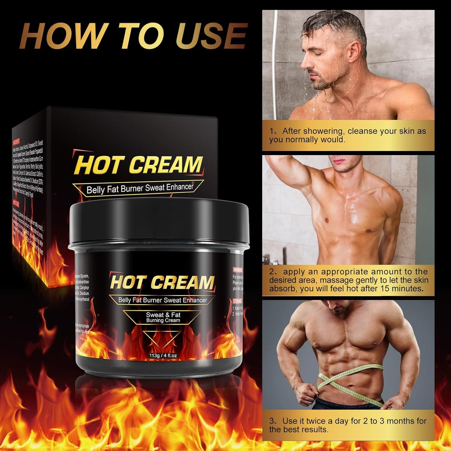 Hot Sweat Cream, Natural Sweat Cream for Belly Fat Burner for Women, Fat Burning Cream for Belly, Hot Cream Weight Loss Workout Enhancer, Cellulite Treatment for Thighs Legs, Arms & Buttocks (2 PCS)