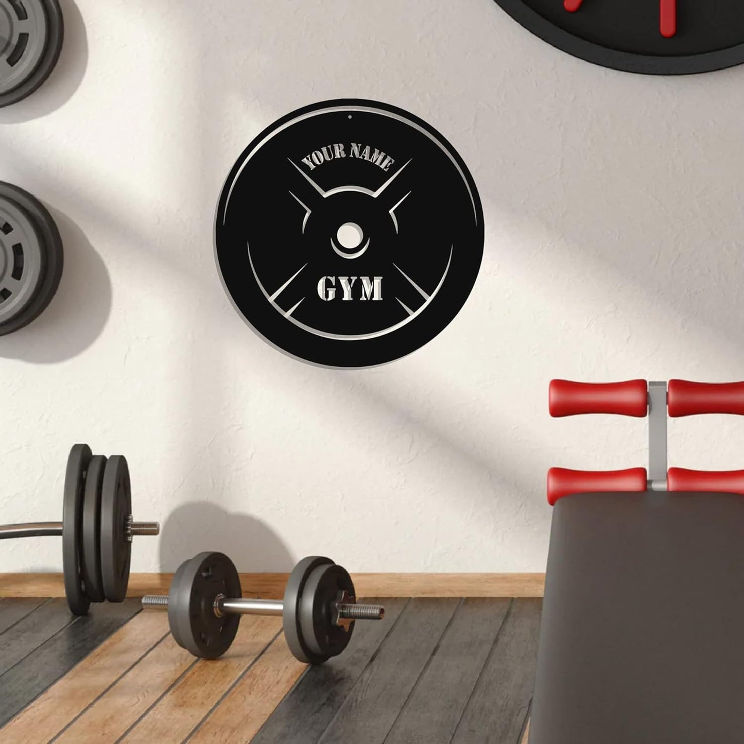 Personalized Home Gym LED Tin Metal Sign Multiple Sizes, Gym Sign Wall Decor, Exercise Workout Room Decor Fitness Center, Motivational Inspirational Hanging Wall Art Wall Plaque (05 w/o lights)