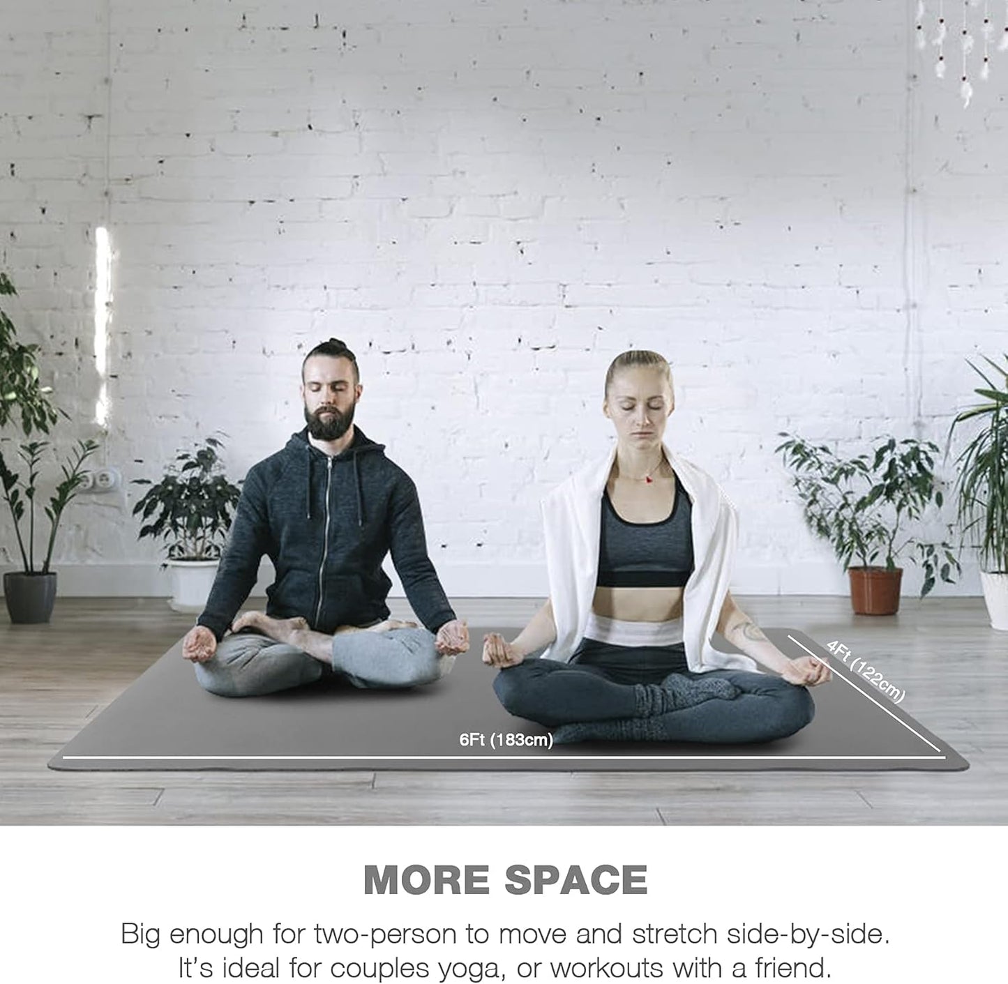 Large Yoga Mat for Men and Women 1/4 & 2/5 Inch Extra Thick TPE Fitness Mat for Home Gym Workout, Non-Slip, Eco Friendly Exercise Mat for Yoga, Pilates, Stretching, Meditation