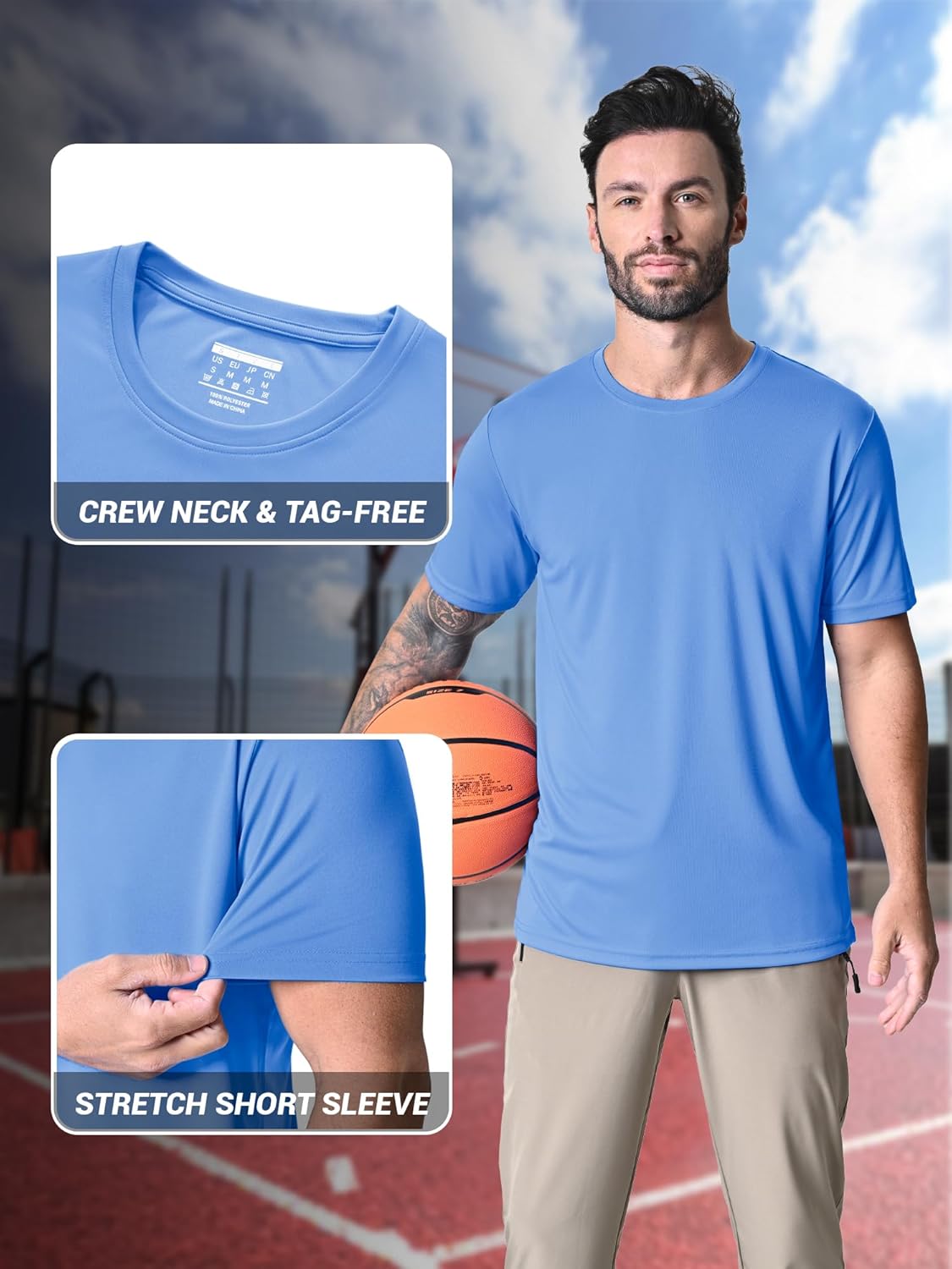 MAGCOMSEN Men's Short Sleeve UPF 50+ T-Shirt Quick Dry Rash Guard Athletic Running Swim Top Tee Performance Water Shirts