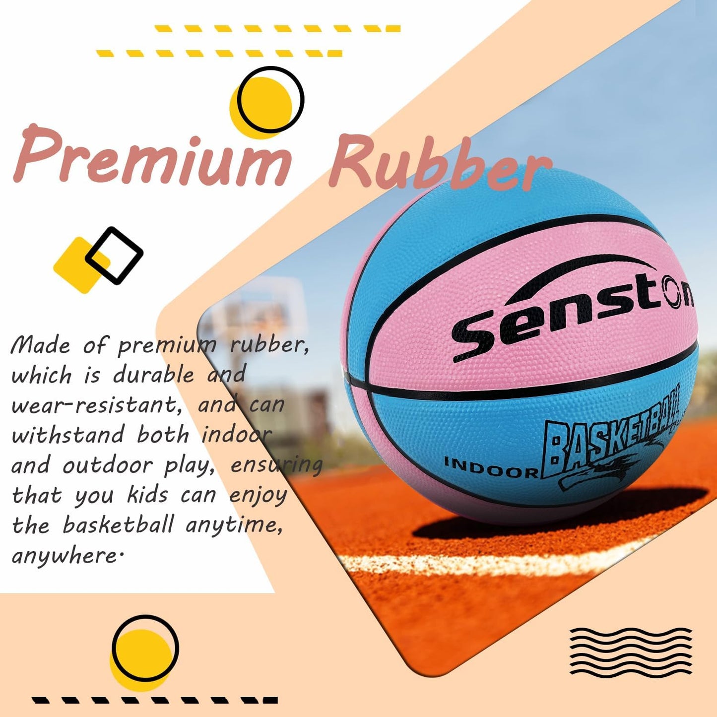 Senston Kids Basketball Balls Size 3/5/7 Basketballs Indoor Outdoor 27.5/29.5 inch Basketball Gifts for Kids/Girls/Boys