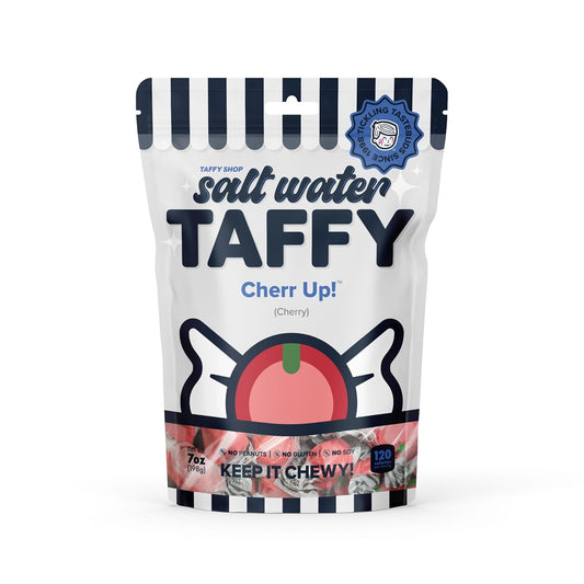 Taffy Shop Cherr Up! Cherry Salt Water Taffy – Gourmet Soft Chewy Candy, Bulk Sweet Snack, Fresh Gift & Gluten-Free, 35 Individually Wrapped Pieces (7oz)