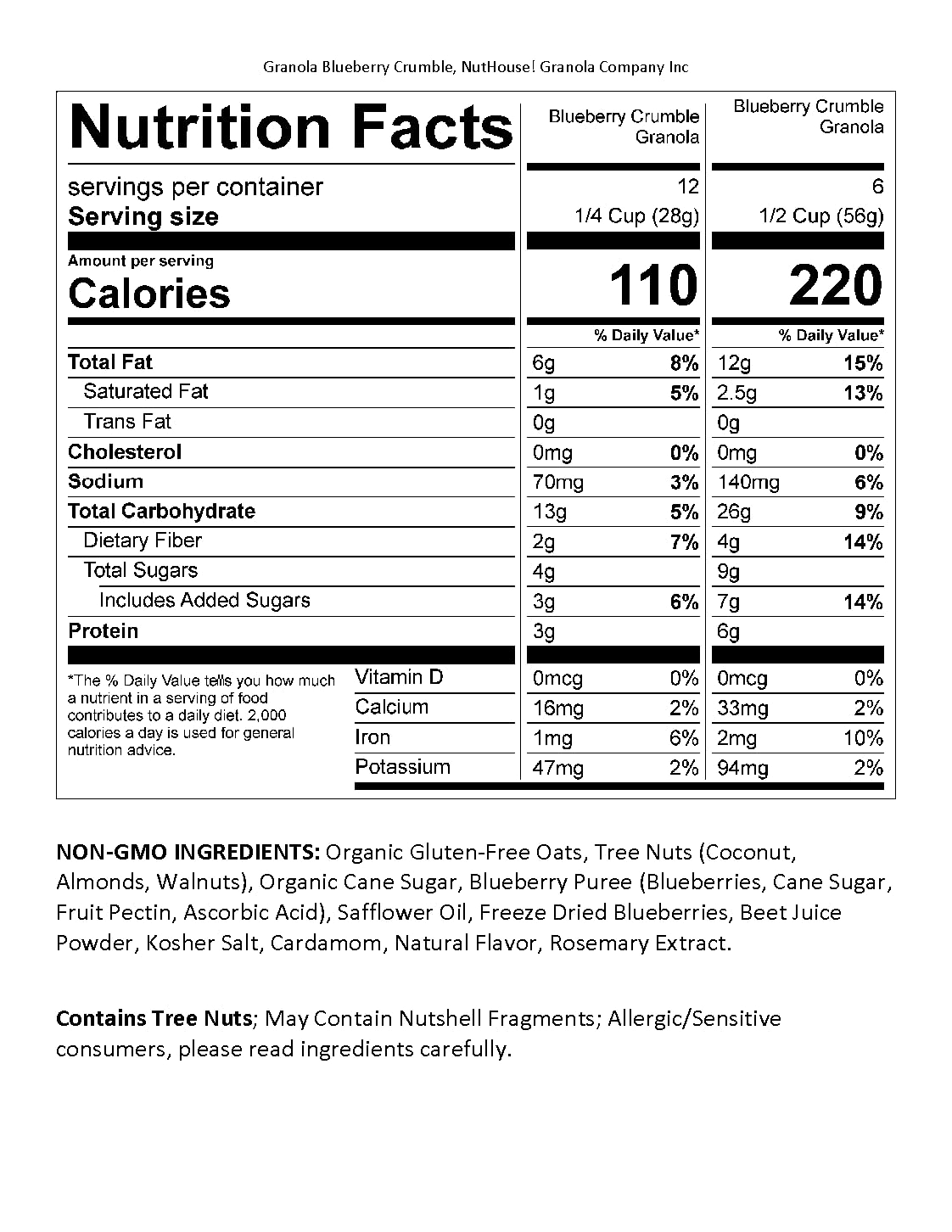 NutHouse! Granola Company - Premium Blueberry Crumble Granola | Certified Gluten-Free, Non-GMO, Kosher | Vegan, Soy-Free | 11.5 oz. Bag (1-Pack)